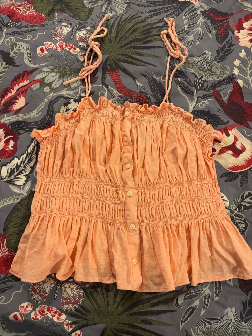 Universal Thread Peach Ruffled Smocked Tube Top